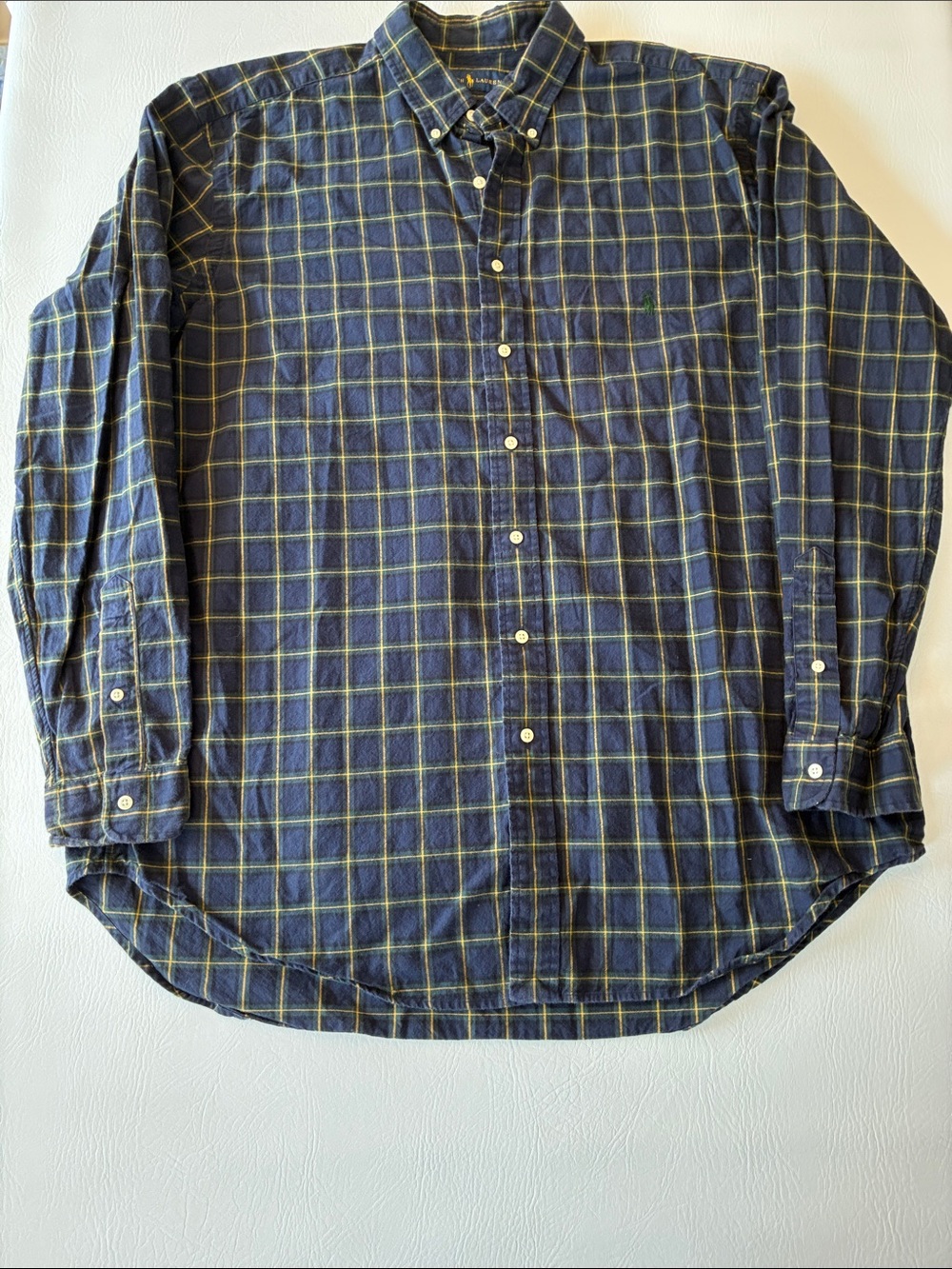 Ralph Lauren Navy Shirt with Yellow Windowpane Plaid